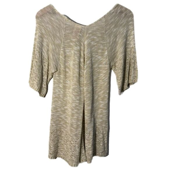 Faded Glory Tan Cream Knit Short Sleeve Tunic V-Neck Women Medium. - Picture 2 of 10